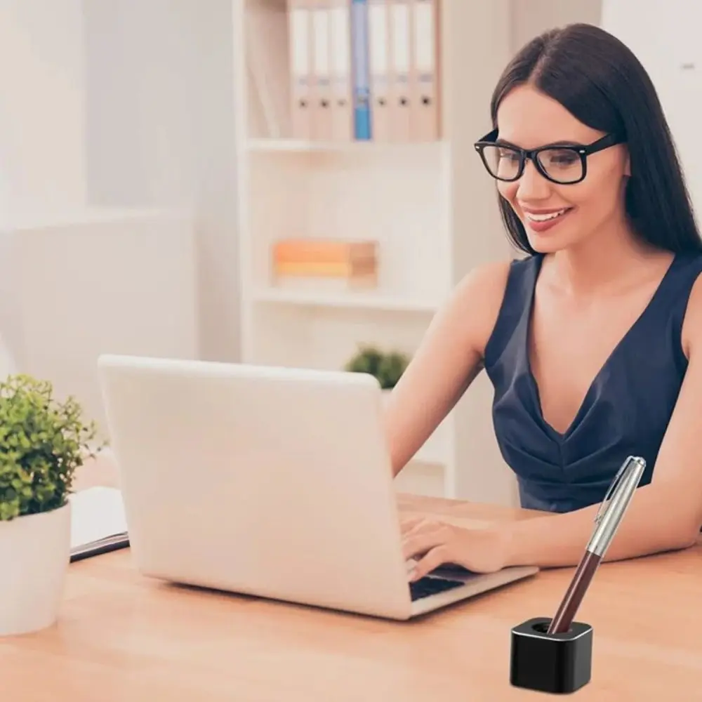 Mini Aluminum Alloy Pen Holder Classic Fashion CEO Pen Organizer Multifunctional Square Pencil Storage Stand Bathroom