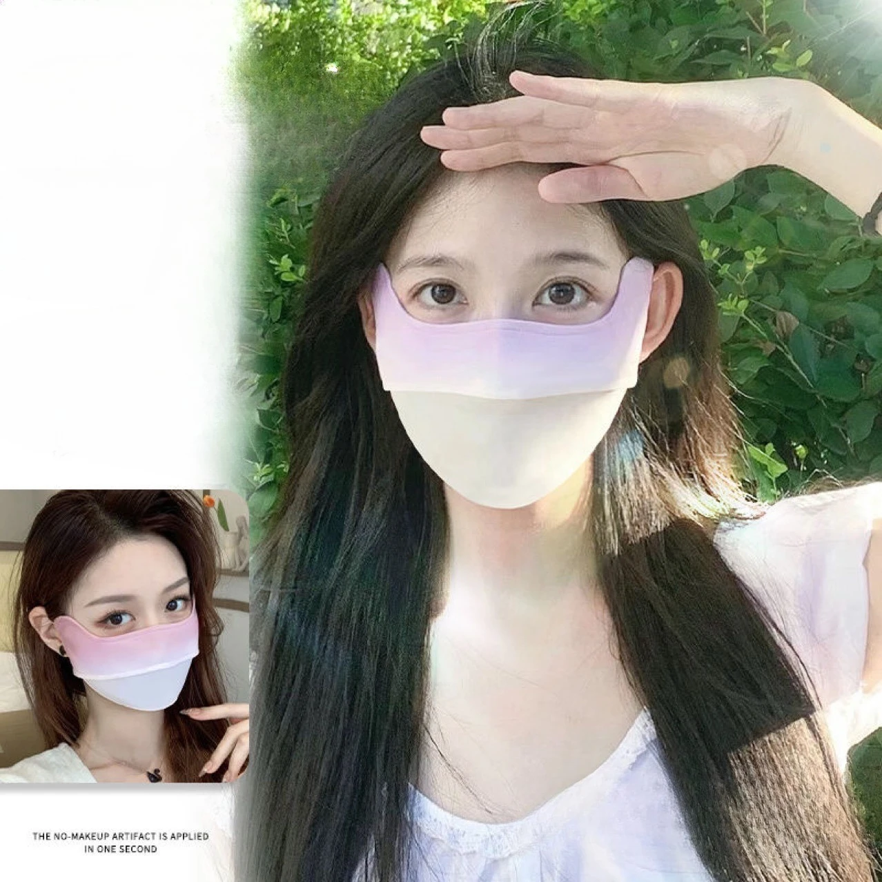 

Новая летняя градиентная румяная солнцезащитная маска для женщин, тонкая дышащая УФ-защита, формирующая угол глаз, ледяная шелковая маска