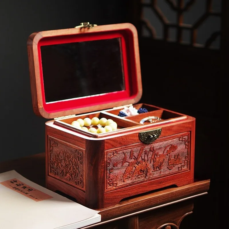 

Шкатулка для драгоценностей из цельного дерева Ретро коробки для хранения обручальных колец ожерелья серьги браслет витрина органайзеры для ювелирных изделий витрина