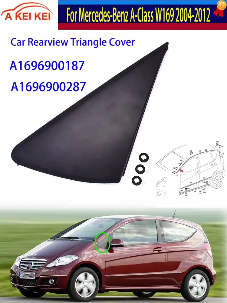A1696900187 Auto Achteruitkijkspiegel Driehoek Cover Molding Voor Mercedes-Benz A-Klasse W169 2004-2012 Auto Deur Spiegel Panel Trim A1696900287 - afbeelding 2