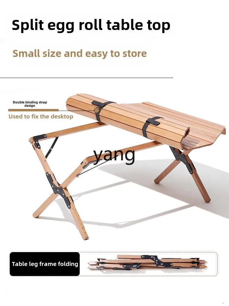 LMM folding table outdoor camping picnic table solid wood star anise egg roll table Yunrui