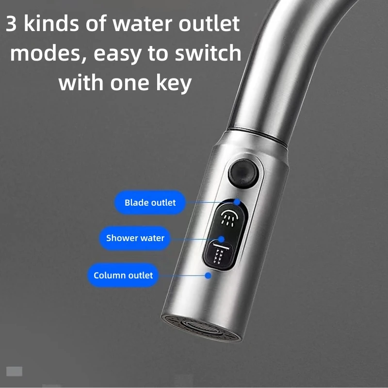 Temperature Digital Display Faucet Kitchen Faucet Single Handle Pull Out Spout Kitchen Sink Mixer Hot And Cold Water Taps