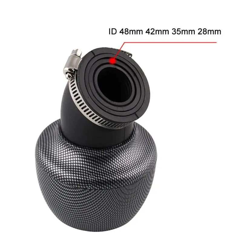 28mm/35mm/42mm/48mm Universal Motorcycle Air Filter Carbon Fiber For 150cc 250cc ATV Quad Moped Scooter Go Kart