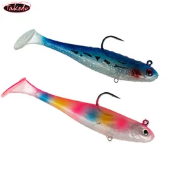 TAKEDO 2PCS 120MM 27G Soft Lure Lead Jig Head VIB Swim Bait Sinking Sea Fishing Lure T Tail PVC Aritificial Bait Bass Tuna Pike