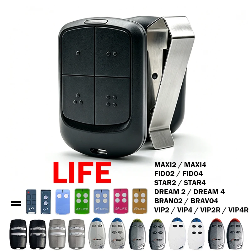 Compatible LIFE DREAM FIDO 2 4 MAXI2 MAXI4 VIP2 VIP4 VIP2R VIP4R STAR2 BRAVO2 BRAVO4 Garage Gate Remote Control Opener