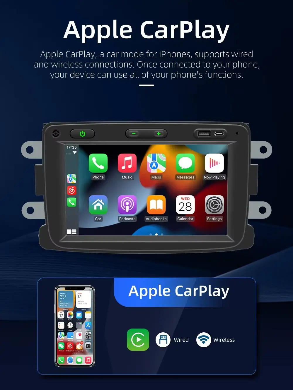 Car Stereo Radio MP5 Multimedia Player Wireless Carplay Android Auto FM RDS BT SWC USB For Renault Dacia 2016-2018 Car Head Unit