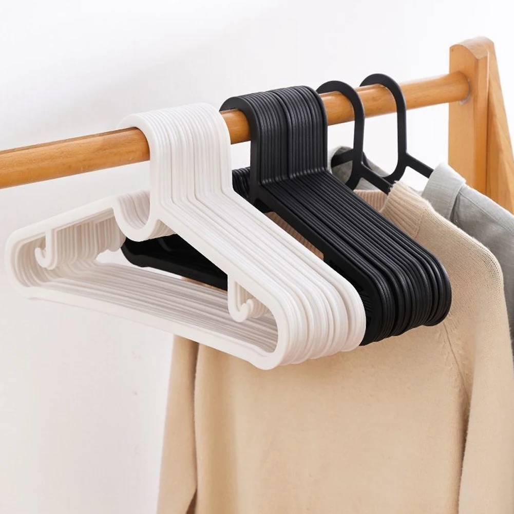 10 Pcs Plastic Hangers,Clothes Drying Hanger With Hooks,Space Saving Anti-Slip Laundry Racks,For Household Wardrobe Organizer