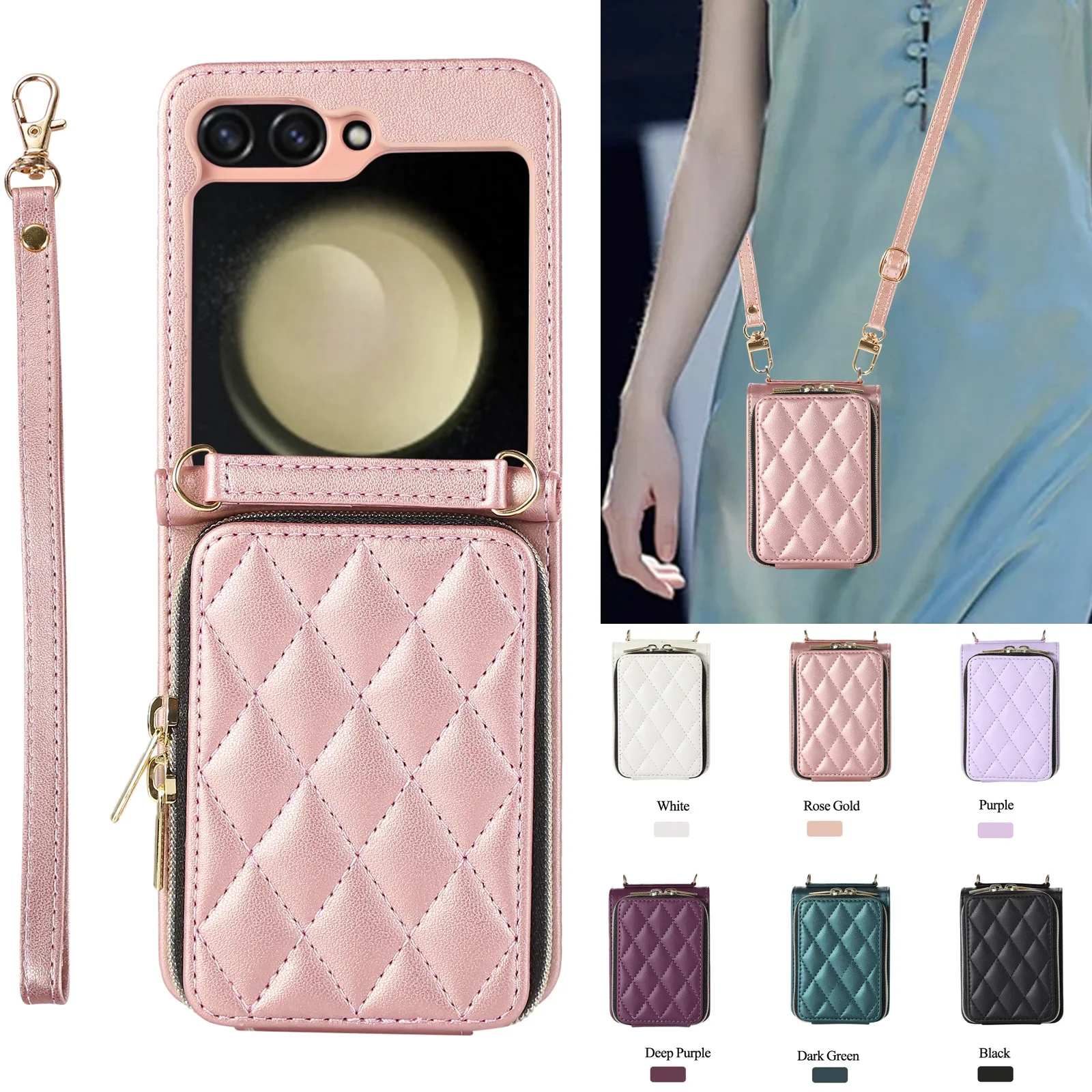 

Чехлы для Samsung Galaxy Z Flip6 5 4 3 Чехол Coque Flip Wallet Чехлы для телефонов Sunjolly для Samsung Galaxy Z Flip6 Чехол