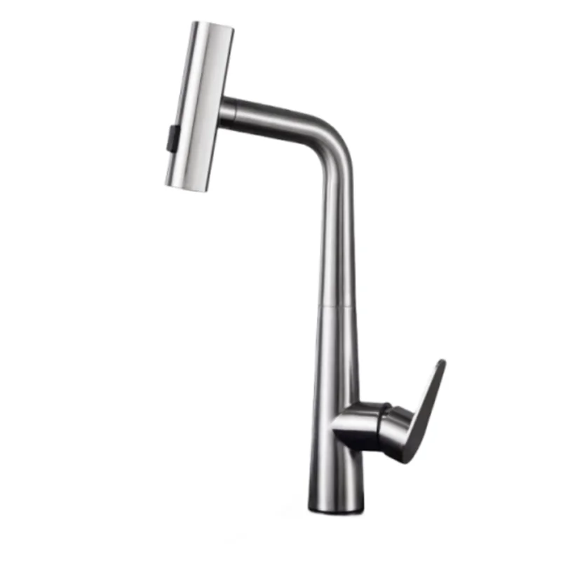 Kitchen Faucet Modern High Pull-Down Sprayer Stainless Steel Deck Plate for Bar Farmhouse Laundry