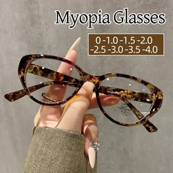 Ladies Near Sight Eyeglasses Fashion Cat Eye Frame Myopia Glasses Anti-blue Light Optical Prescription Minus Eyewear 0 To -4.0