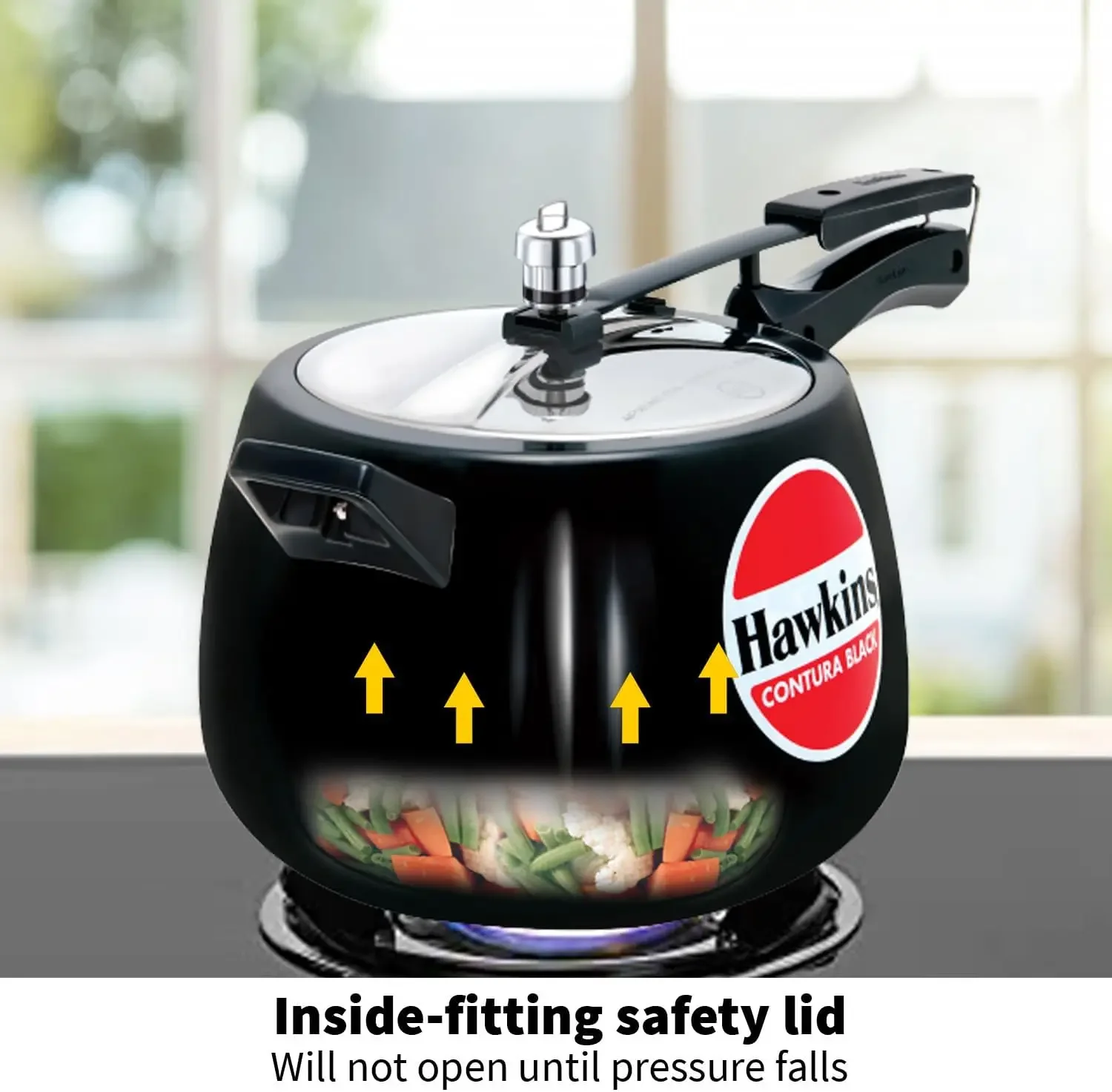 CB65 Hard Anodised Pressure Cooker, 6.5-Liter, Contura Black