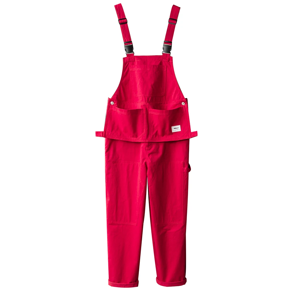 

Men Pockets Patch Bib Overalls Casual Loose Y2K Cargo Pants Workwear Working Clothing Suspenders Jumpsuits Dungarees