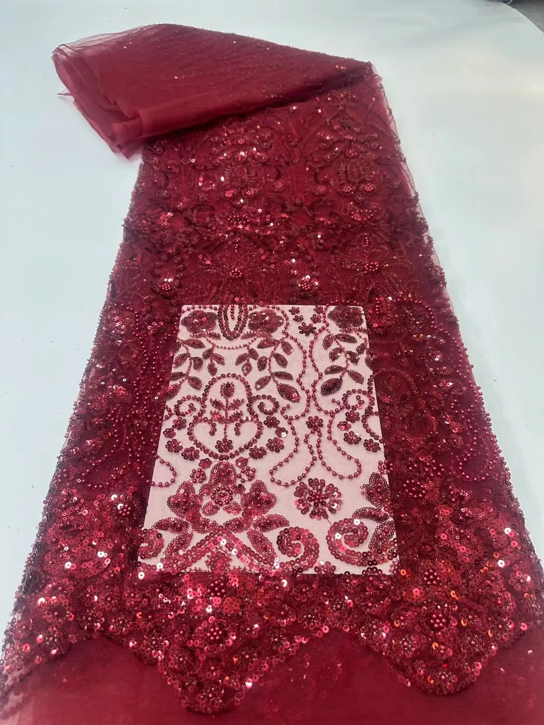 

Роскошная африканская роскошная тюлевая кружевная ткань 2026 нигерийская кружевная ткань с блестками для нигерийского свадебного платья, вечерние 5 ярдов M89-1