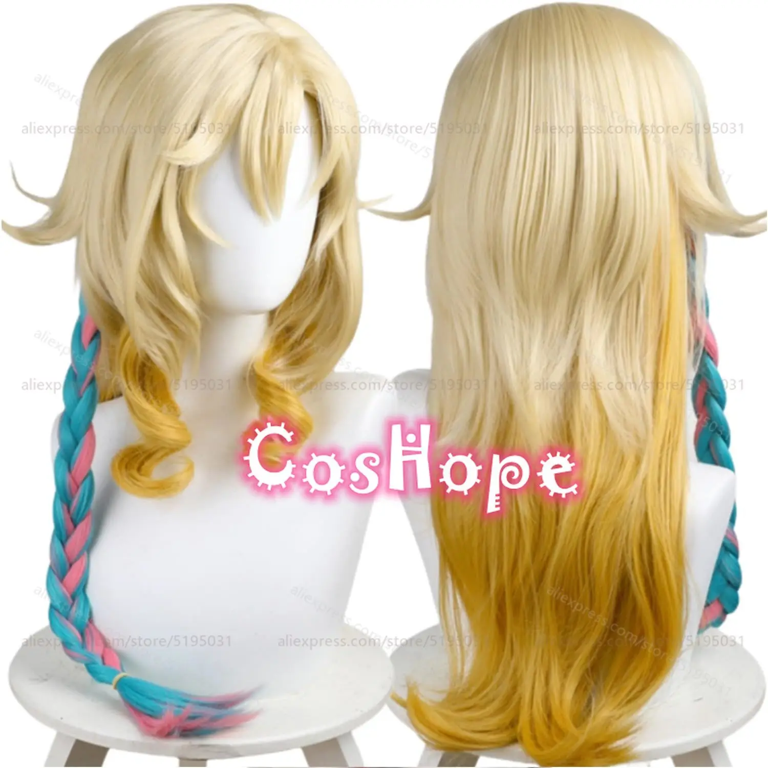 Xilonen Cosplay Wig 60cm Long Braided Hair Yellow Gradient Wig Cosplay Anime Cosplay Heat Resistant Synthetic Wigs