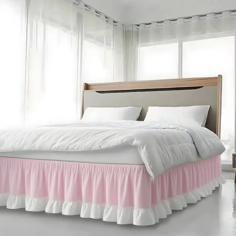 Solid Color Ruffled Bed Skirt Strong Elastic Wrinkle & Fade Resistant Fabric For Queen  King Size Drop Wrap Around