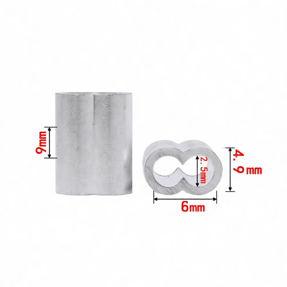 Steel Wire Rope Rigging Hardware Aluminum Ferrule 0.5mm 12mm Oval Figure 8 Crimping Sleeve Connector Cable Fastener Supply Kit
