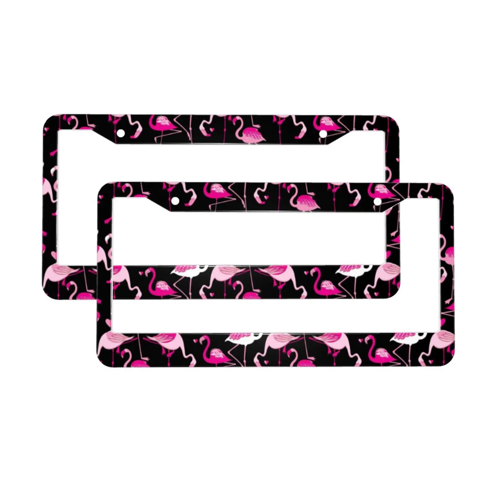 Flamingo Pattern Print License Plate Frames Holder Aluminum Novelty Decorative Protector with Screws Car Decoration Accessories