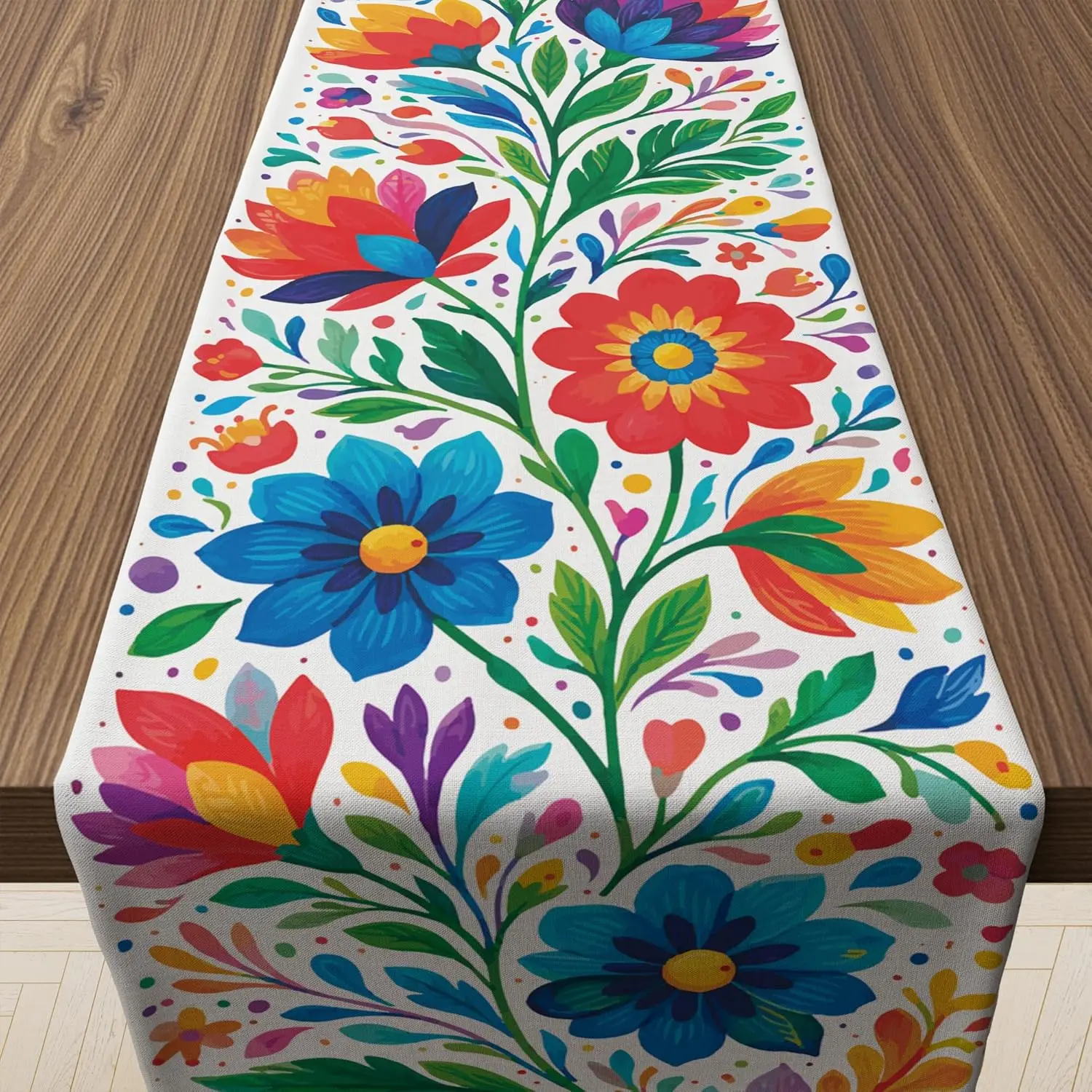 Mexican Floral Cinco De Mayo Table Runner, Fiesta Birthday Party Decorations, Taco Accessories, Home Dining Kitchen Table Decor