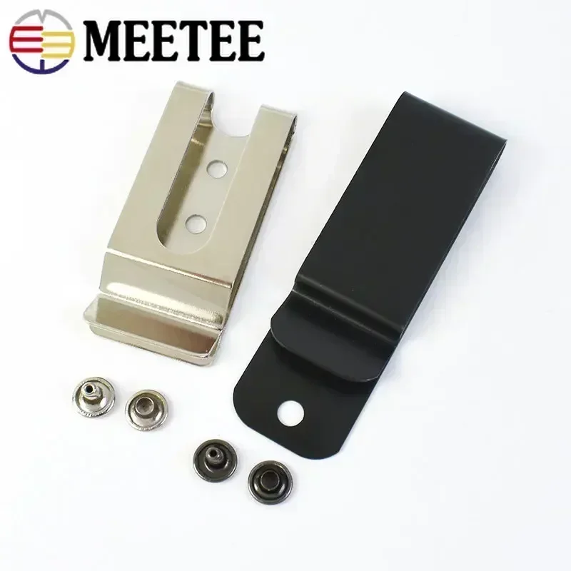 2/5Pcs Meetee Metal Belt Clips Buckle Double Holes Sheath Spring Clip Hooks for Pockets Wallet Band Loop Clasp Accessories