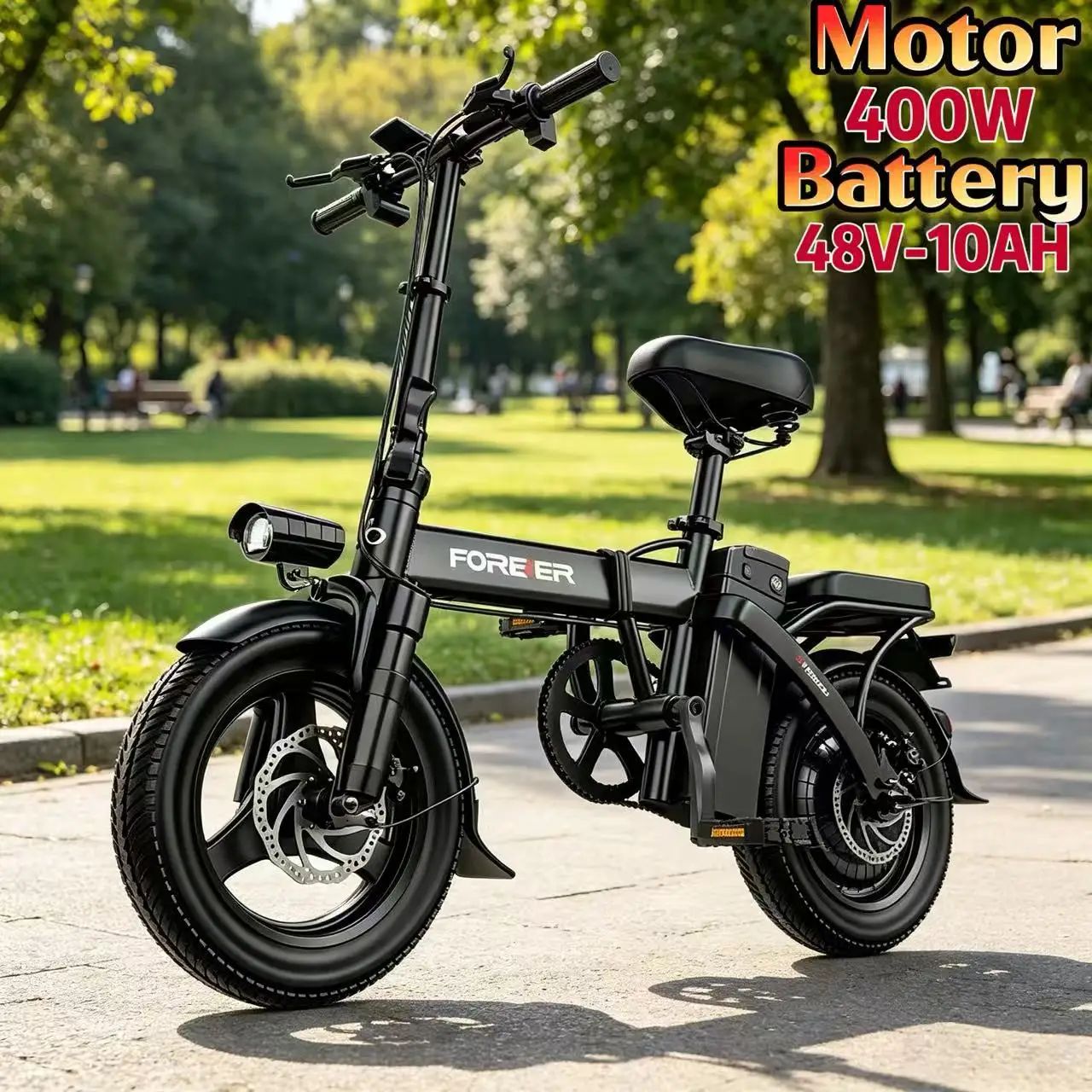 U7 Folding Electric Bicycle 48V 25Ah Battery  Electric Bike 400W Motor 14 Inch Puncture Proof Tires Adult Commuter E-Bike