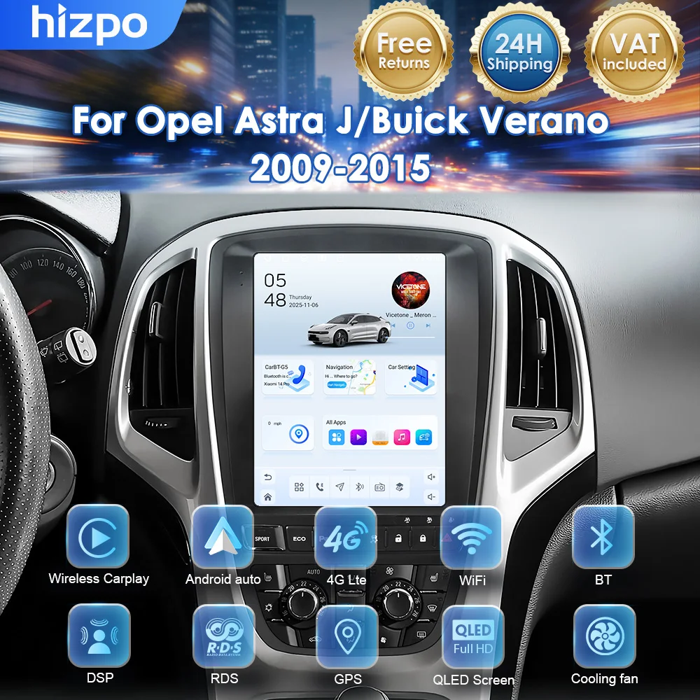 Hizpo Autoradio 2Din 9.7 Pollici per Opel Astra J Vauxhall Buick Verano 2009-2015 con Carplay GPS Navigazione Unità Principale Multimediale Stereo
