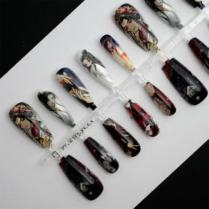 

Tian Guan Ci Fu Xie Lian Hua Cheng Cute Boy Love Fake Nails Cartoon Popular Nail Art Accessories Kawaii Simple Press on Nails