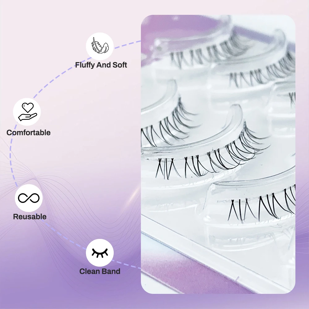 Transparent Band Natural Long False Lower Eyelashes Reusable Korean Girl Group Make Up Tool Fake Down Eye Lashes Thin Stem Manga