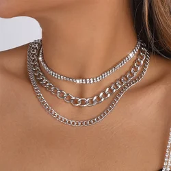 New Vintage Fashion Punk Crystal Chain Necklace For Women Female Boho Multilevel Hip Hop Jewelry Gift Wholesale New