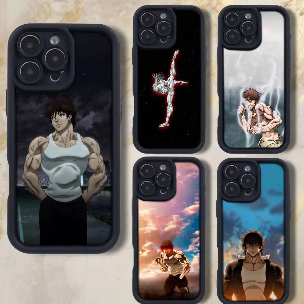

B-Baki Anime H-Hanma Phone Case For iPhone 17,16,15,14,13,12,Pro,Max,Plus,E,SE4,Air, emery Black Full Coverage TPU
