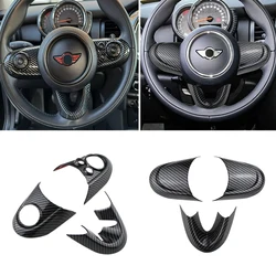 For BMW MINI Cooper F54 F55 F56 F57 F60 ABS Carbon Texture Car Steering Wheel Panel Frame Stickers Cover Trim Accessories