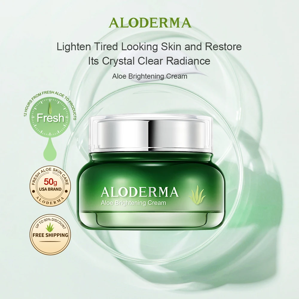 

ALODERMA Aloe Brightening Cream Made with Organic Aloe Vera within 12 Hours of Harvest to Brighten, Soften & Firm Skin 50g