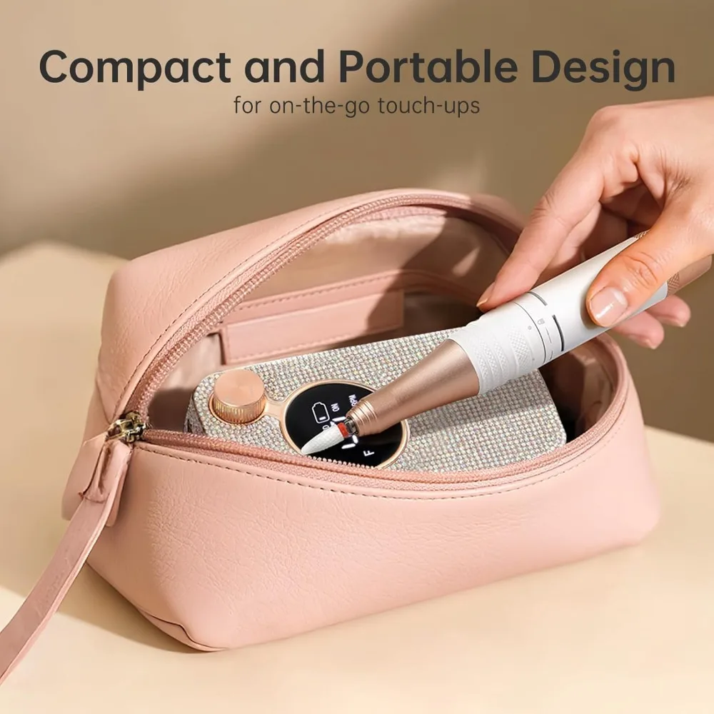 Elektrische Nagelfräse, 40000 U/min, kabellos, wiederaufladbar, mit 12 Aufsätzen für Acrylnägel, Gel-Polieren, Maniküre-Set für Salon und Zuhause