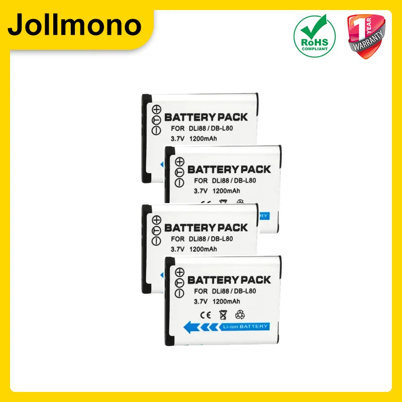 DB-L80 D-Li88  VW-VBX070 Camera Battery + LED USB Charger for Sanyo VPC-CG10 VPC-CG20 For PENTAX VPC-CG88 CG100