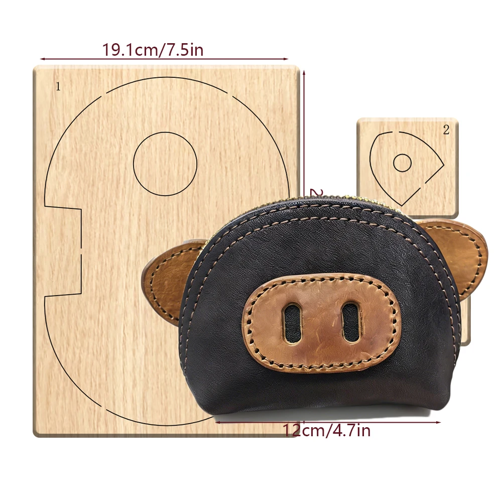 Piggy coin purse cutting mold, DIY handmade, wooden leather cutting mold, exclusive tool for leather craft enthusiasts