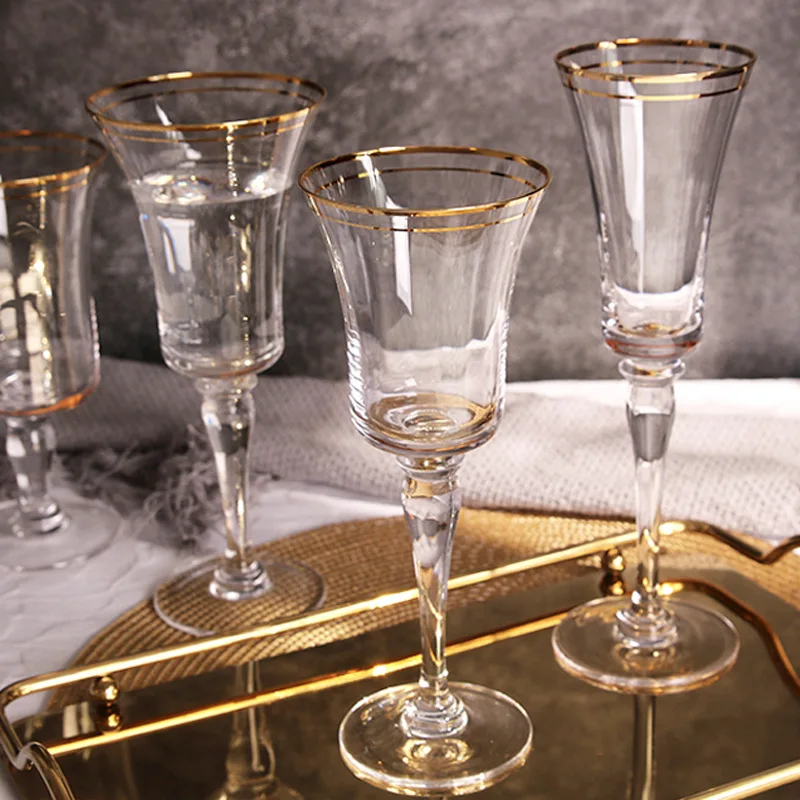 2Pcs Crystal Goblet Family French Style Champagne Cup Phnom Penh Sweet Wine Glass Sparkling Wine Glass Wedding