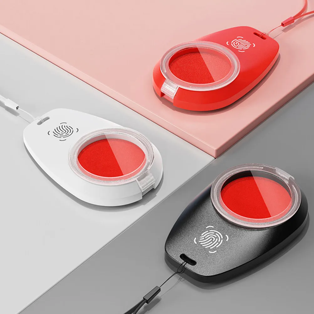 Immagine 6: Set di 3 Tampone per Impronte Digitali Compatti, Asciugatura Rapida, Rosso, con Cordino Portatile per Contabilità Finanziaria e Documenti d'Identità