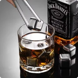 4/8PCS Reusable Whiskey Stones Stainless Steel Ice Cubes Quick-Freeze Wine Cooler Food Grade Metal Pellets Beer Cooler Bar Tool