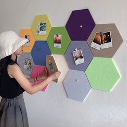 Hexagon Pad Cork Board/Pin Board 1 Pc Colorful Wall Tiles Memo Felt Board for Wall Stickers Home Decors Room Decor Aesthetic