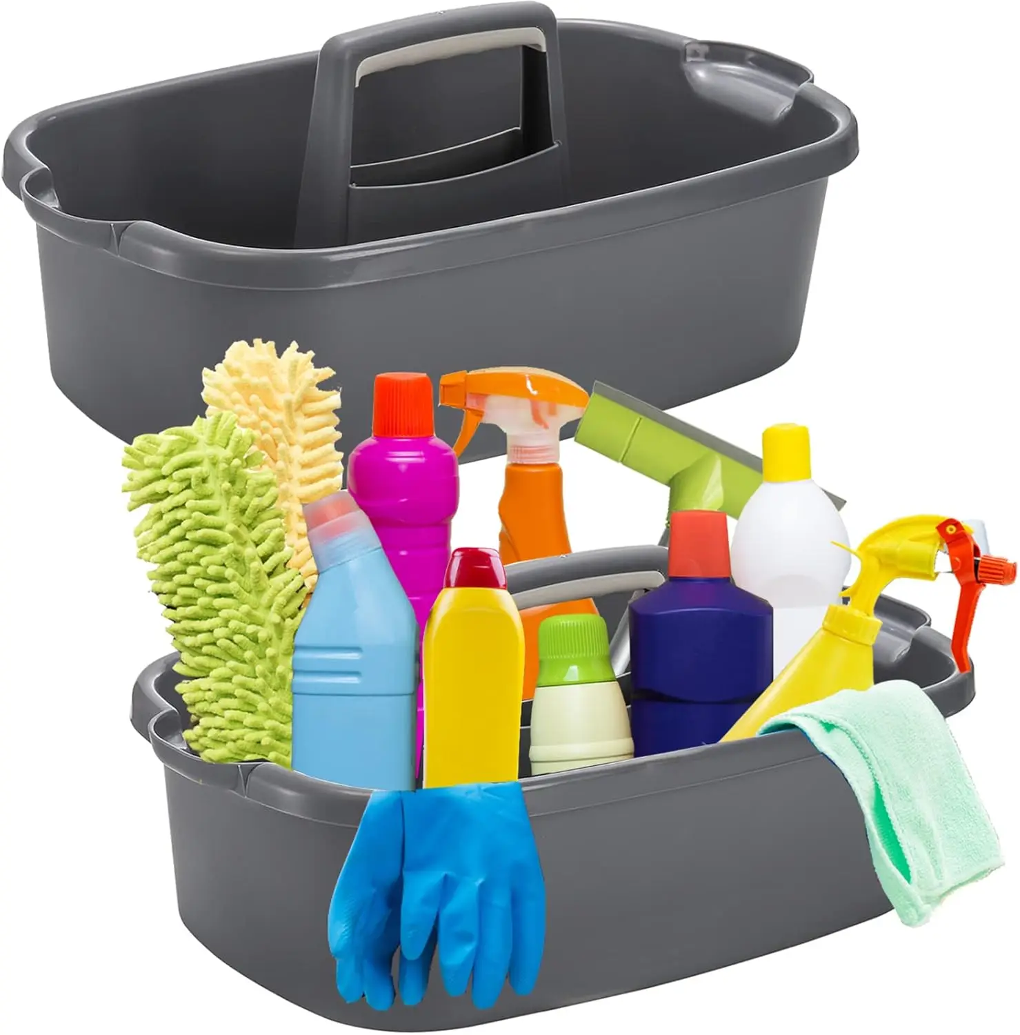

Набор из 2-х органайзеров для чистящих средств, большой пластиковый контейнер для уборки с ручкой, ведро для уборки дома и душа