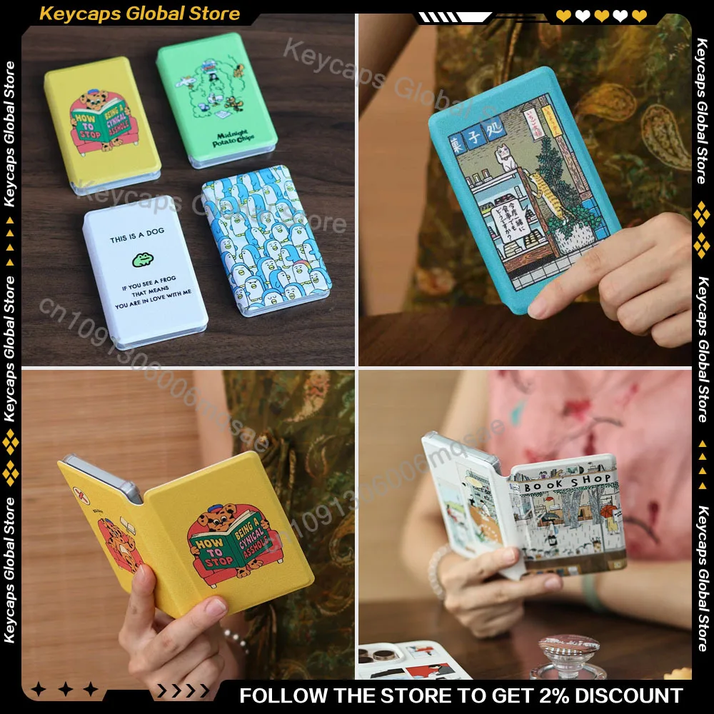 For XTEINK X3 X4 X4PRO E-ink Book Reader Magnetic Protective Shell Creative Animal Rainy Day Bookstore Patterns Replace Case
