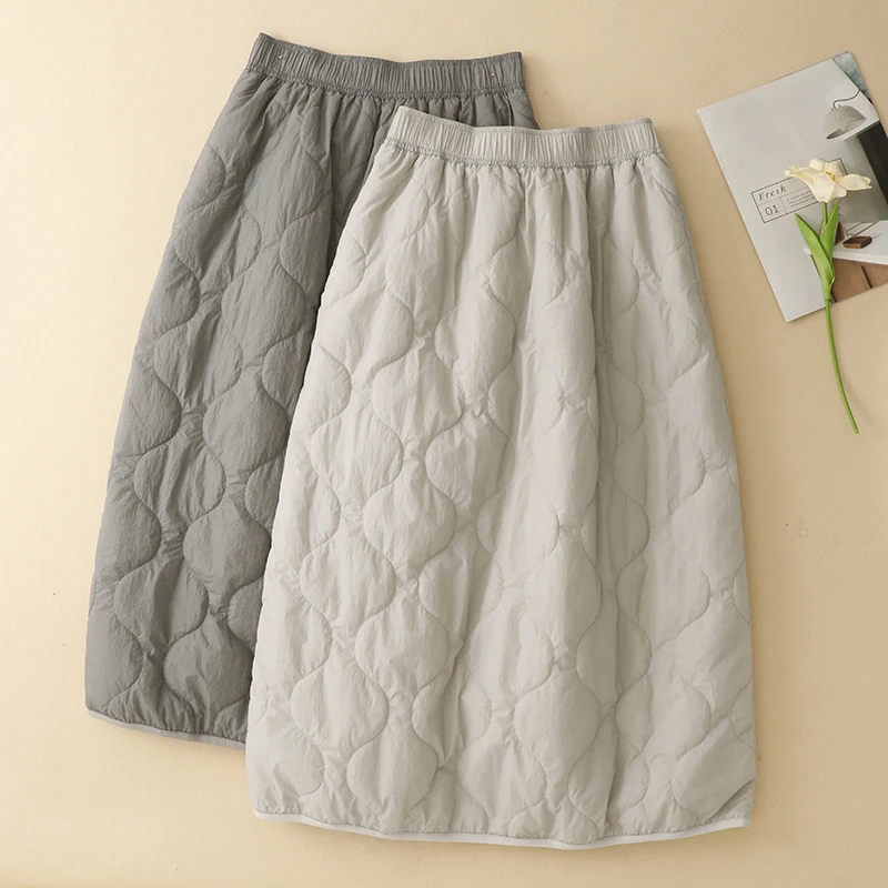 Winter New Style Thickened Cotton Casual Loose Women's Half Skirt Comfortable Warm Gourd Stitching Large Size Skirt