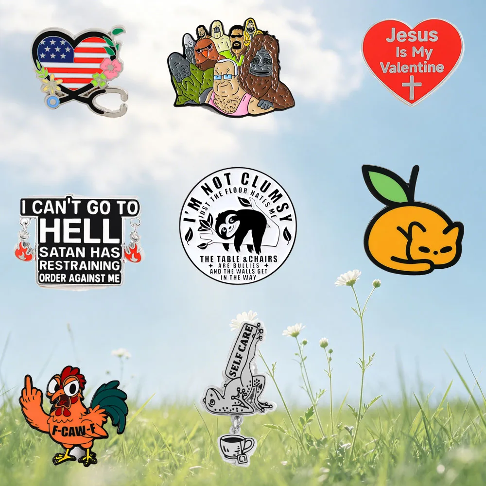 Art Text Enamel Pin Cartoon Animal Brooch Classic Anime Peripheral Metal Badges Fashion Jewelry Accessories Backpack Decoration