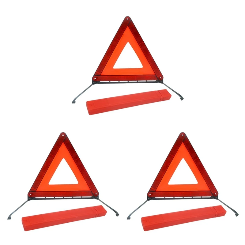 AB15-Standard Warning Triangles, Safetys Triangles DOT Approved, Reflective Triangles With Heavy Base, FMVSS 571.125