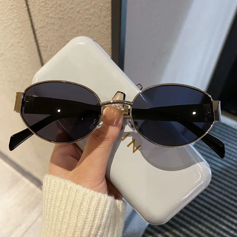 Trend Oval Sunglasses New Women's Metal Internet Celebrity Street Photography Sunglasses Retro Cross Border Optical Eyeglasses