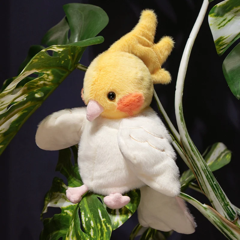 Oiseau en peluche doux pour bébé, perroquet au beurre, cosplay, jouets en peluche, joli moine, perruche, calopsitte, perruche, marionnette à main
