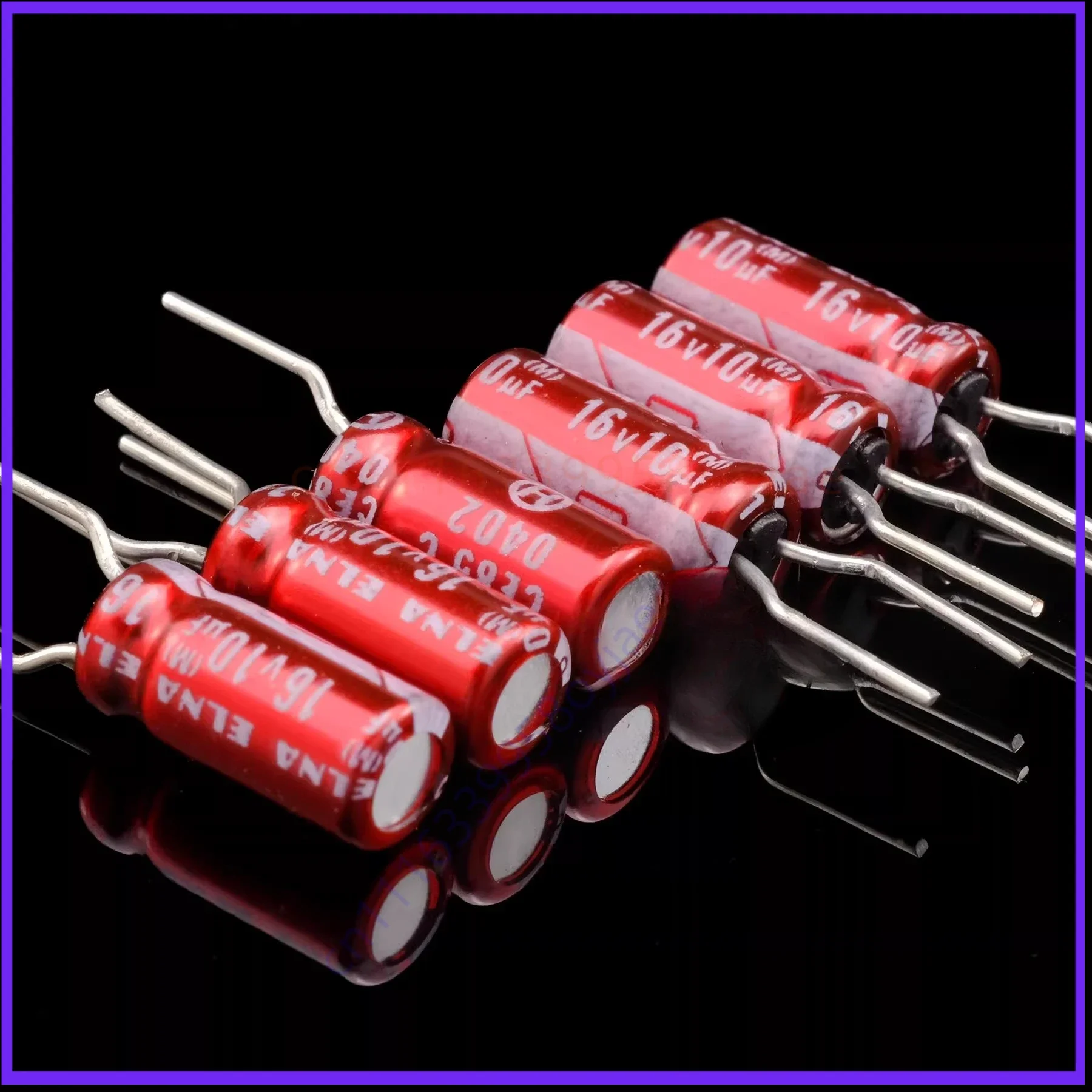 for ELNA Purple Red Robe Copper Foot High-Fidelity Audio Coupling Electrolytic Capacitor 16V 10UF 20pcs