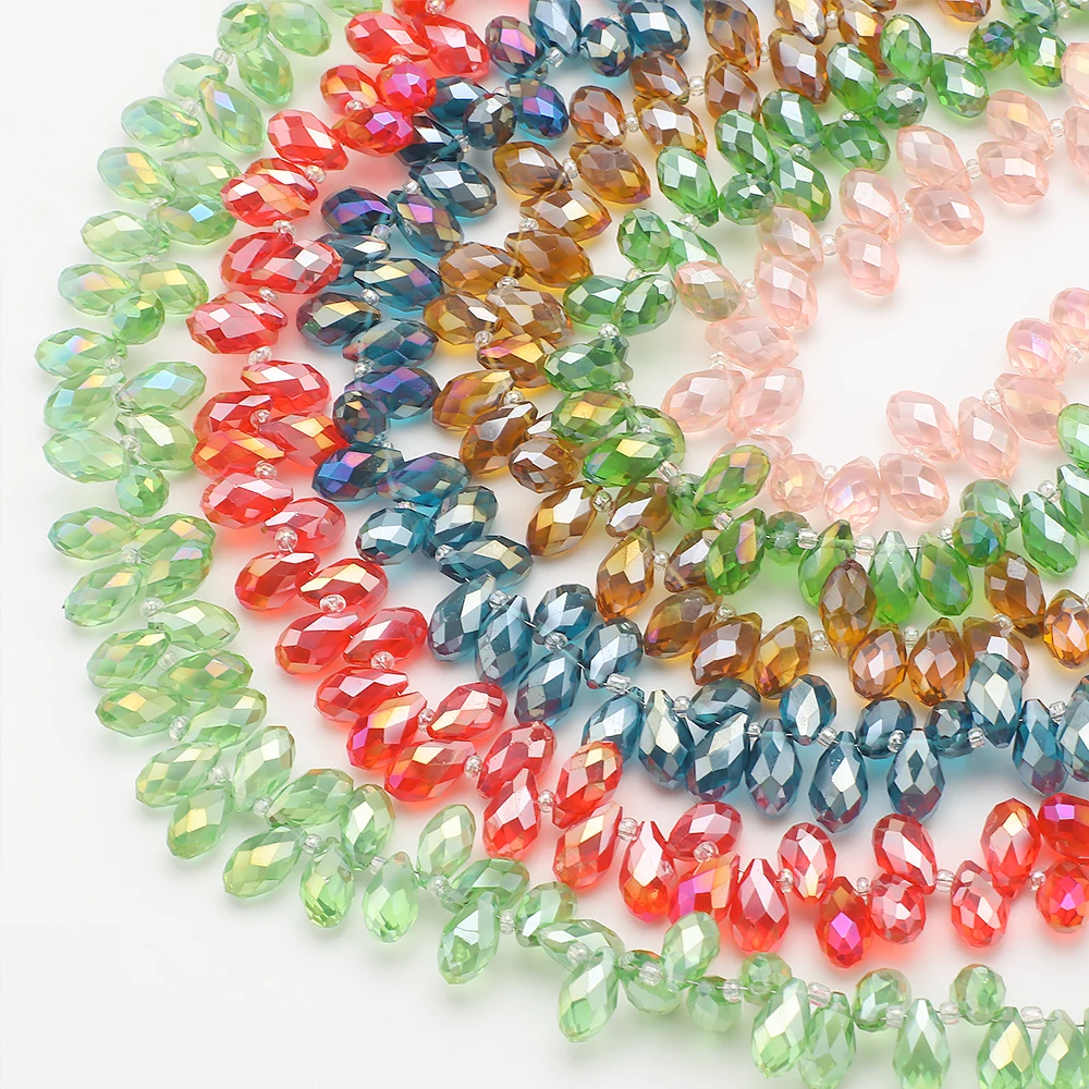 

30Pcs 8x13mm Luxury Beads Teardrop Pear Shape Faceted Crystal Glass AB Shine Bead for Earrings Necklace Bracelets Jewelry Making