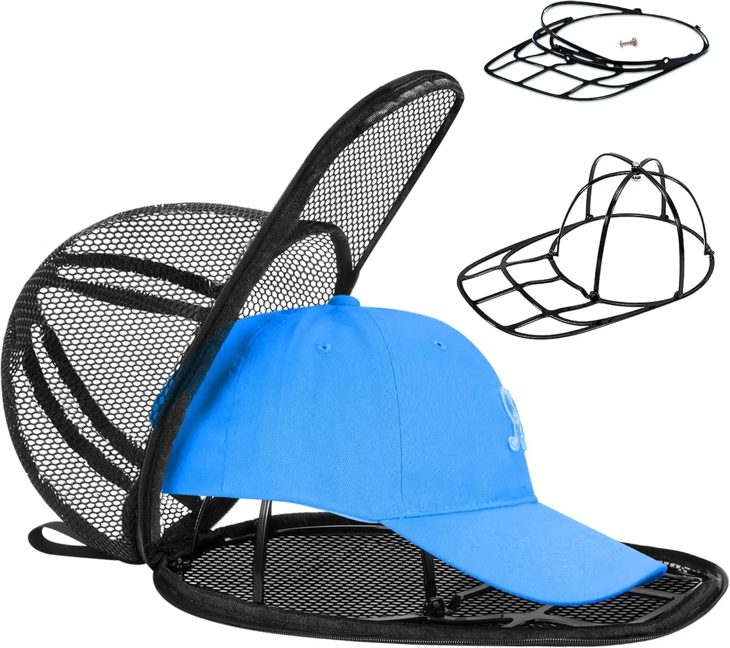 

Hat Washer for Dishwasher Washing Machine, Hat Cleaner Holder for Curved Caps with Mesh Bag, Foldable Cap Washer Frame Cage
