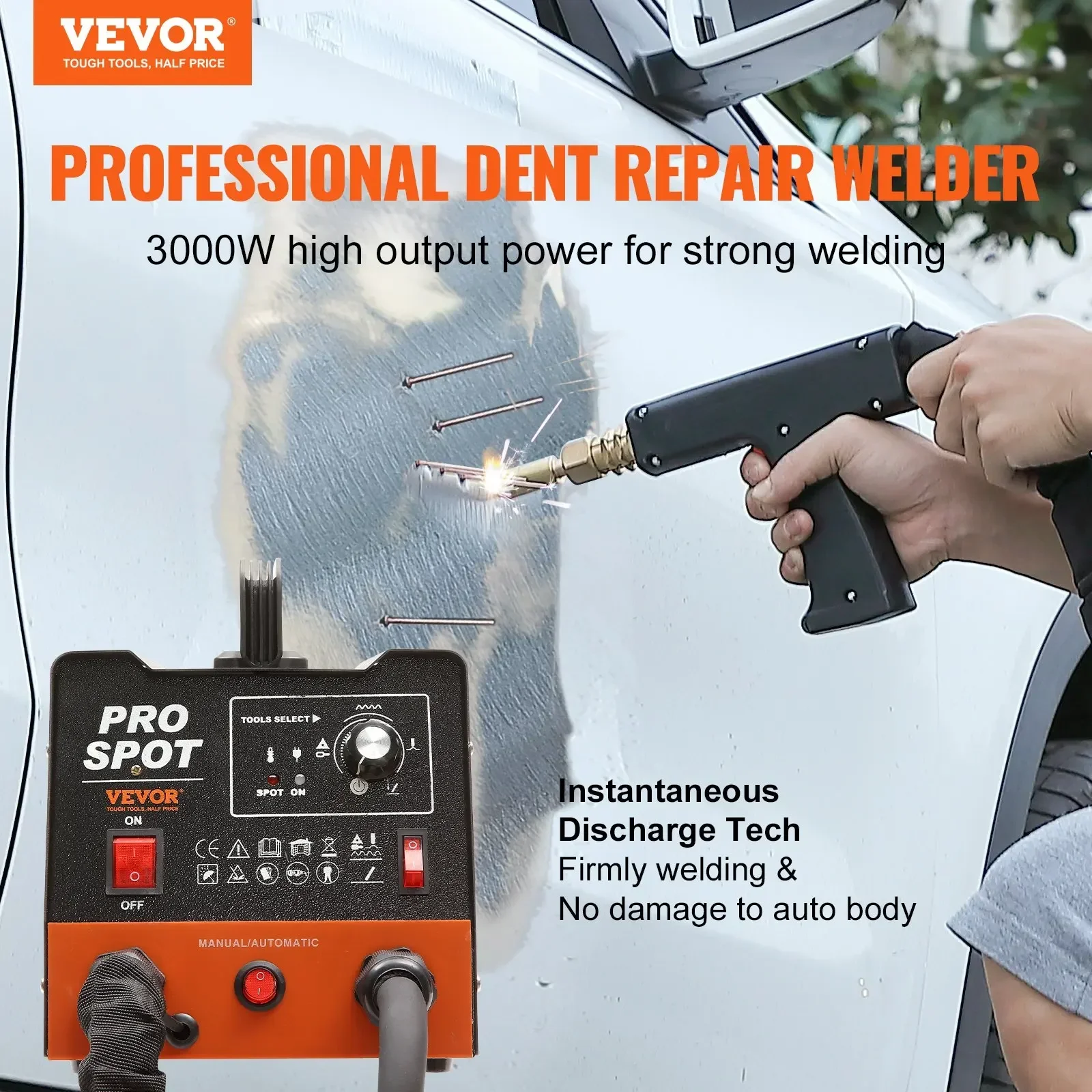 VEVOR Stud Welder Dent Repair Kit 3KW Spot Welder Dent Puller with 6 Welding Modes for Car, Truck, Motorcycle Dent Repair ﻿