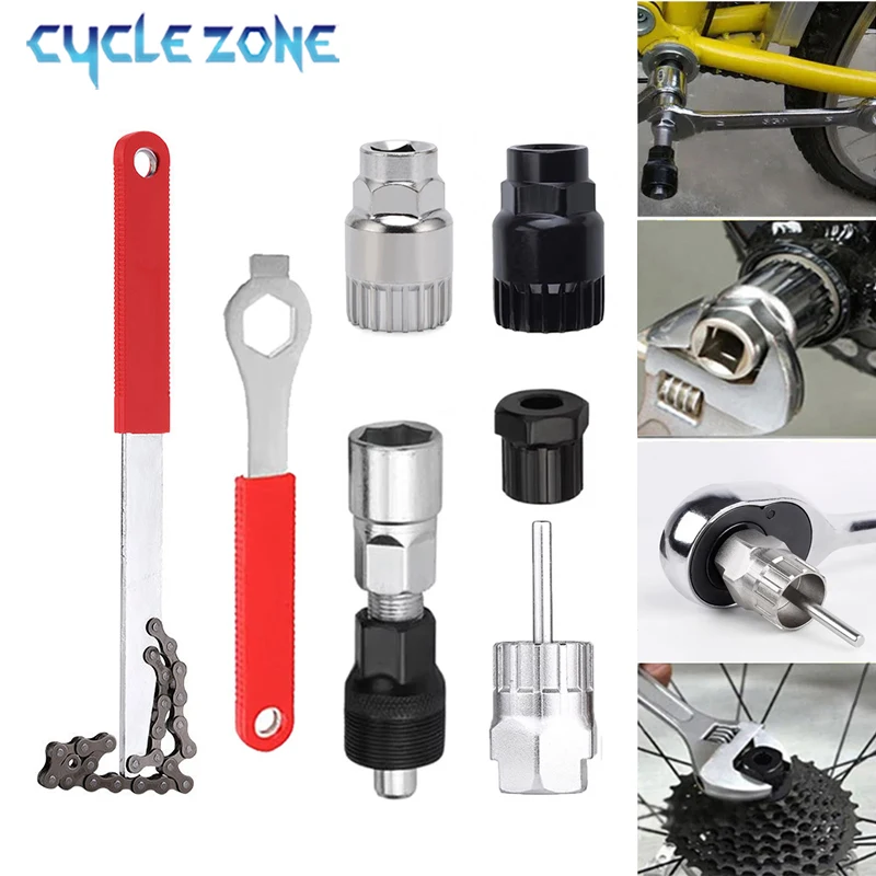 Bicycle Repair Tool Kit MTB Road Bike Multi-Function Maintenance Set with Chain Whip Pedal Wrench Crank Puller Cassette Removal